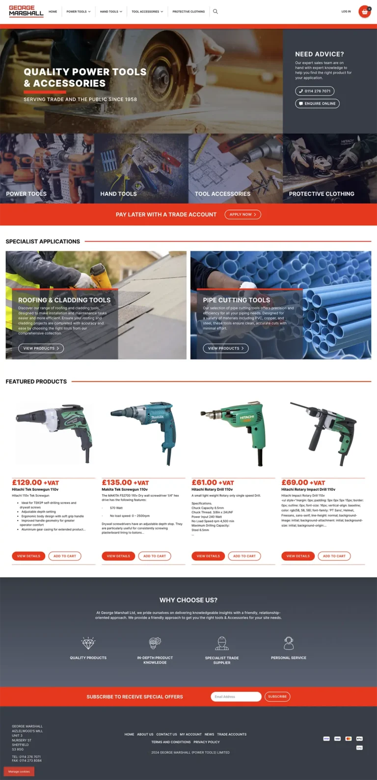 George Marshall Power Tools website homepage