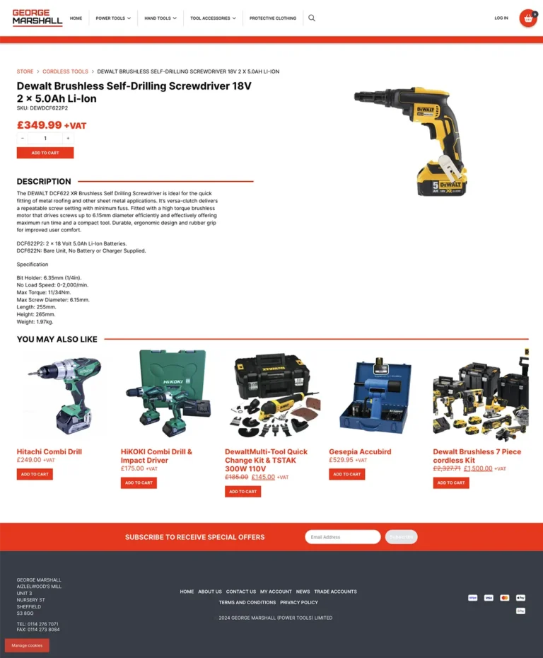 George Marshall Power Tools website product page